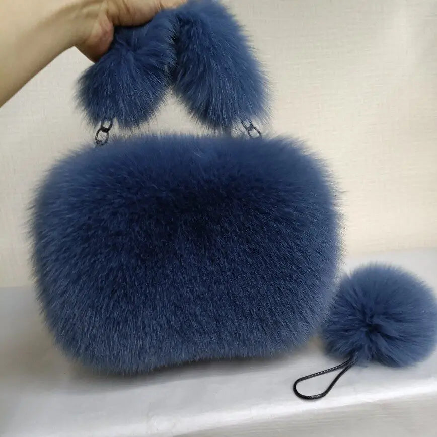 Fluffy Fox Fur Handbag